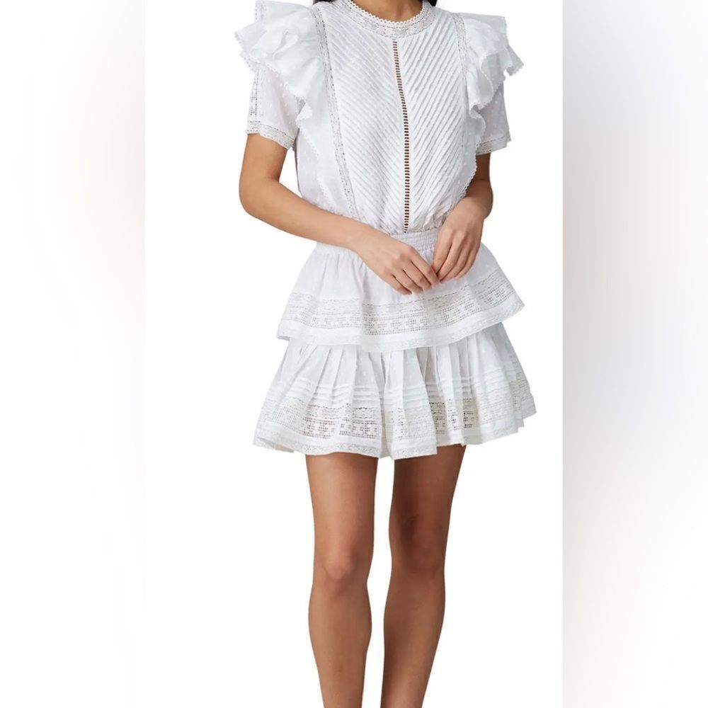 Maia Bergman Mery Dress Fit & Flare Mini Tunic Size Extra Small S White Eyelet